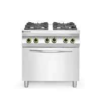 Готварска печка 4 газови котлона 19 kW с електрическа конвекторна фурна GN 1/1, Kitchen Line, HENDI