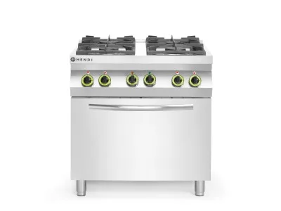 Газова готварска печка 4 котлона 19 kW с електрическа конвекторна фурна GN 1/1, Kitchen Line, HENDI