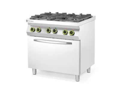 Газова готварска печка 4 котлона 19 kW с електрическа конвекторна фурна GN 1/1, Kitchen Line, HENDI