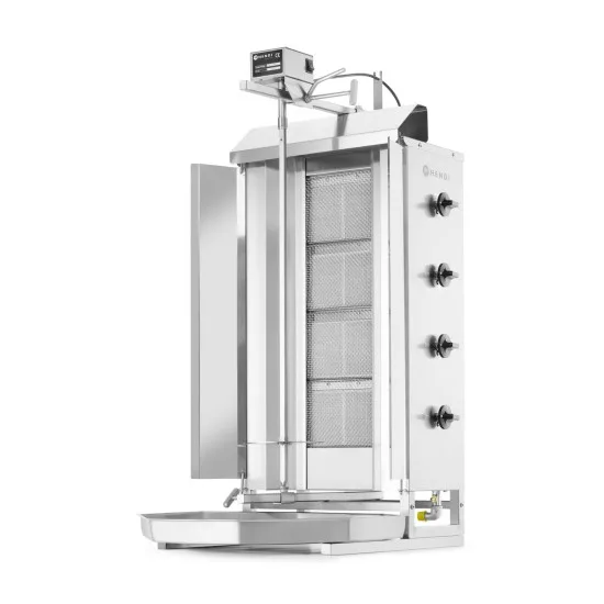 Дюнер машина газова, 4 горелки 13 kW, до 60 кг месо, HENDI 226001 - снимка 3