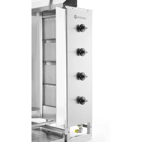Дюнер машина газова, 4 горелки 13 kW, до 60 кг месо, HENDI 226001 - снимка 5