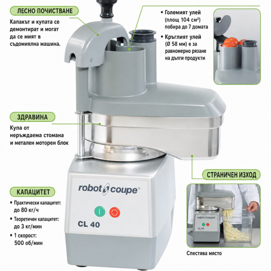 Зеленчукорезачка Robot Coupe CL40 500W 230V Зеленчукорезачка Robot Coupe CL40 500W 230V – снимка 4