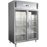 Хладилник неръждаем 2 стъклена врати (-2°С, +8°С) 2/1GN Forcar GN1410TNG Миниатюра 1