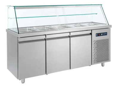 Saladette with display for 5x1/1GN, 139x70x130  Bambas
