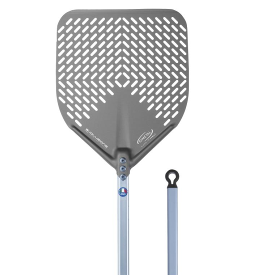 Лопата за пица 37x37 см, перфорирана, дръжка 120 см, Gi-Metal Evoluzione E-37RF/120 Лопата за пица 37x37 см, перфорирана, дръжка 120 см, Gi-Metal Evoluzione E-37RF/120 – снимка 2