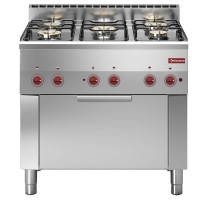 GAS STOVE 5 BURNERS + EL. CONV.OVEN GN 1/1